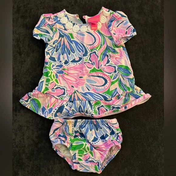Dominique Infant Shift Dress in Green | Size 3-6M - Lilly Pulitzer